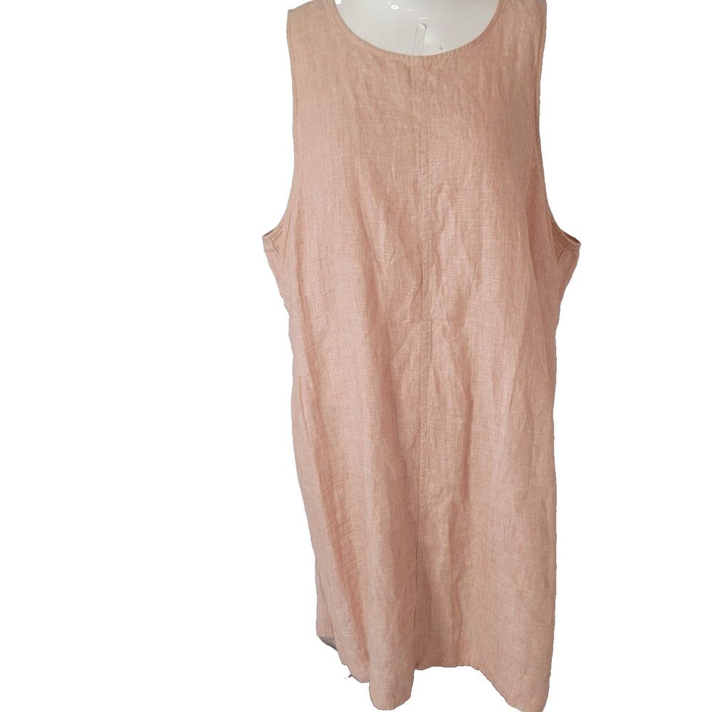 J. Crew XXL linen dress lightweight lining pockets round neck cap sleeve